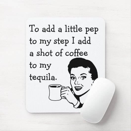 Lustiger Retro Hausfrau Anzeigetequila-Kaffee-Elan Mousepad (Mit Mouse)