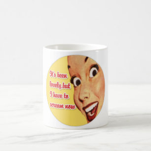 Lustiger Retro-Hausfrau-SCHREI-Becher Kaffeetasse