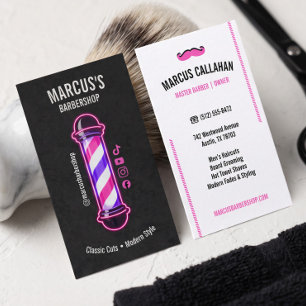 Lustiger Retro-Neon-Männer-Friseur-Shop-Pol-Haarst Visitenkarte