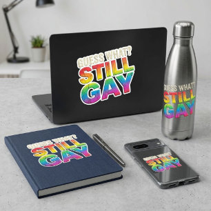 Lustiger Retro-Regenbogen Rate Mal? Immer noch Gay Quadratischer Aufkleber