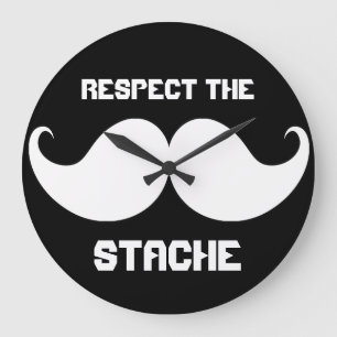 Lustiger Retro Respekt der Stache Große Wanduhr