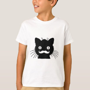 LUSTIGER RETRO-SCHNURRBART AUF SCHWARZEM KÄTZCHEN T-Shirt