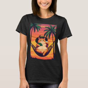 Lustiger Retro-Sommer-Katzenurlaub T-Shirt