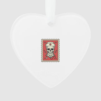 Lustiger Retro-Stempel Krankenschwester Schädel_1 Ornament