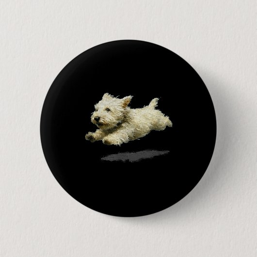 Lustiger Retro süßer laufender Hund Kunstprint Button (Vorderseite)