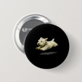 Lustiger Retro süßer laufender Hund Kunstprint Button (Vorne & Hinten)
