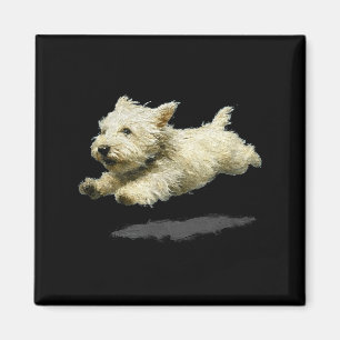 Lustiger Retro süßer laufender Hund Kunstprint  Magnet
