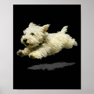 Lustiger Retro süßer laufender Hund Kunstprint Poster