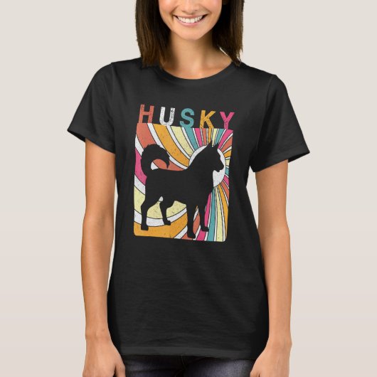 Lustiger Retro Vintage Husky T-Shirt (Vorderseite)