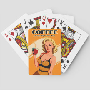 Lustiger Retro Vintage Kaffee Koffein Humor Spielkarten