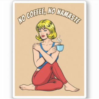 Lustiger Retro Vintage Kaffee Yoga Humor Pop Art  Aufkleber