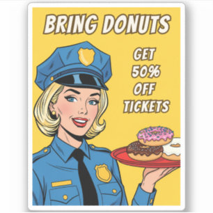Lustiger Retro-Vintage-Polizist-Humor Pop-Art-Comi Aufkleber