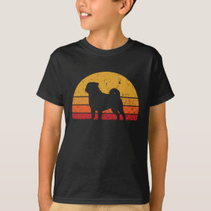 Lustiger Retro Vintage Sonnenuntergang Pug Hund T-Shirt