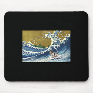 Lustiger Retro Vintage Surft auf einer Welle Pield Mousepad