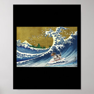 Lustiger Retro Vintage Surft auf einer Welle Pield Poster