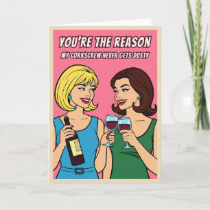 Lustiger Retro-Vintage-Wein-Humor BFF Pop-Art  Karte
