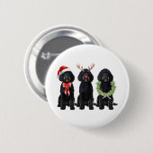 Lustiger Retro-Weihnachtsmann schwarzer Goldendood Button (Vorne & Hinten)