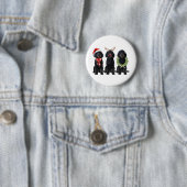 Lustiger Retro-Weihnachtsmann schwarzer Goldendood Button (Beispiel)