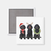 Lustiger Retro-Weihnachtsmann schwarzer Goldendood Magnet (Vorderseite/Rückseite)