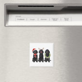 Lustiger Retro-Weihnachtsmann schwarzer Goldendood Magnet (In Situ (Geschirrspüler))