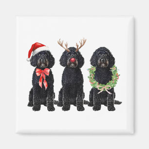 Lustiger Retro-Weihnachtsmann schwarzer Goldendood Magnet