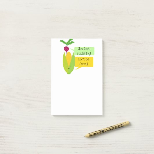 Lustiger Rettich-und Mais-Gemüse-Spaß Post-it Klebezettel (Auf Schreibtisch)