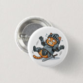 Lustiger Ritter-Katzen-Button Button (Vorne & Hinten)