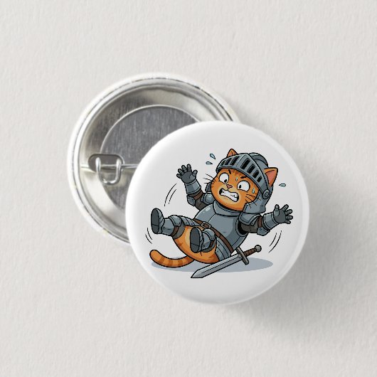 Lustiger Ritter-Katzen-Button Button (Vorne & Hinten)