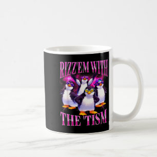 Lustiger Rizz em mit dem Tism Retro-Pinguin-Meme  Kaffeetasse