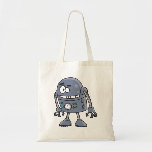 Lustiger Roboter-Charakter Cute Blue Retro Tragetasche (Vorne)