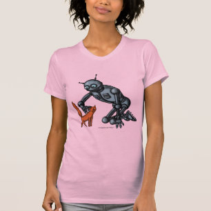 Lustiger Roboter- und Katzen-T - Shirtentwurf T-Shirt