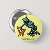 Lustiger Roboter- und Katzenknopfentwurf Button (Vorne & Hinten)