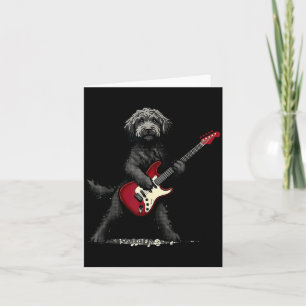 Lustiger Rock-Goldendoodle-Hund spielt Gitarre Mus Karte