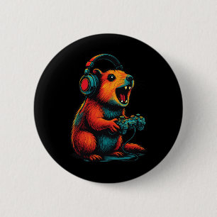 Lustiger Rock-Hyrax-Gamer Awawa-Videospiele Button