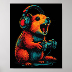 Lustiger Rock-Hyrax-Gamer Awawa-Videospiele  Poster