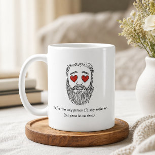 Lustiger Romantischer Bärtiger Mann Verschlafen Ve Kaffeetasse