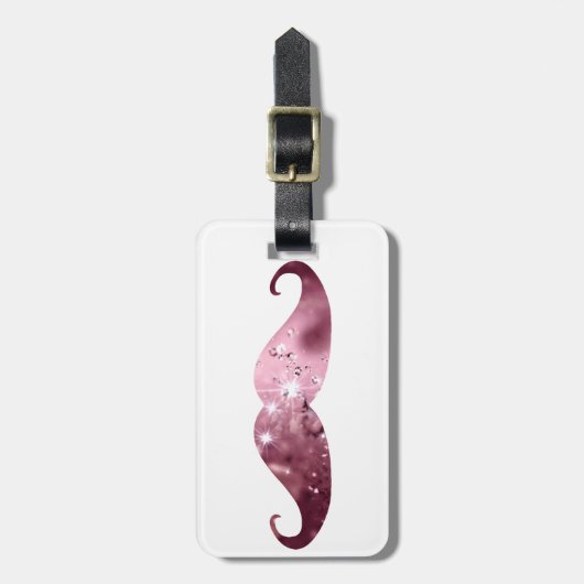 Lustiger rosa Bling Schnurrbart Gepäckanhänger (Vorderseite vertikal)