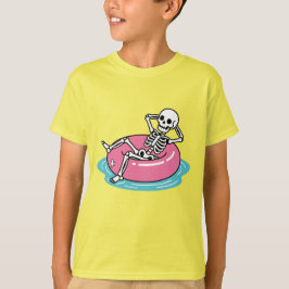 Lustiger rosa Cartoon-Skelett-Schwimmring Il T-Shirt