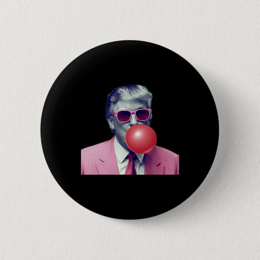 Lustiger Rosa Donald Trump Bubble Gum Yum Tee Button (Vorderseite)