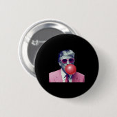 Lustiger Rosa Donald Trump Bubble Gum Yum Tee Button (Vorne & Hinten)