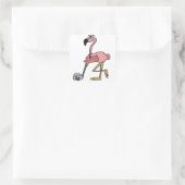 Lustiger rosa Flamingo-Golf spielende Kunst Quadratischer Aufkleber (Tasche)