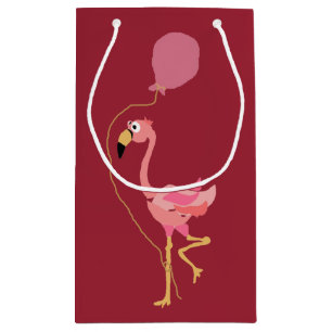 Lustiger rosa Flamingo mit Ballon-Geschenk-Tasche Kleine Geschenktüte