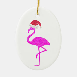 Lustiger rosa Flamingo Santa Hut Weihnachten Chris Keramik Ornament