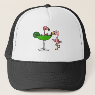 Lustiger rosa Flamingo und Margarita Truckerkappe