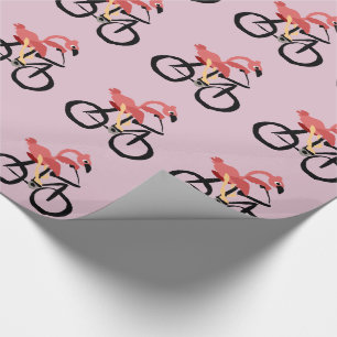 Lustiger rosa Flamingo-Vogel auf Fahrrad Geschenkpapier