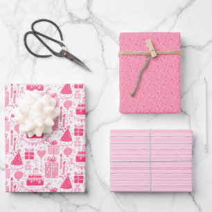Lustiger rosa Geburtstag Geschenkpapier Set