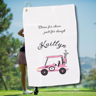 Lustiger rosa Golf Damenwagen Rennwagen Monogramm Golfhandtuch