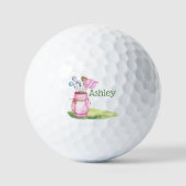 Lustiger rosa Golfschläger personalisiert Monogram Golfball (Vorderseite)