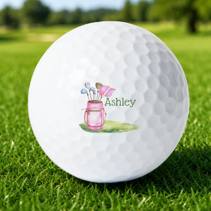 Lustiger rosa Golfschläger personalisiert Monogram Golfball