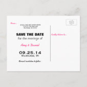 Lustiger rosa Kalender | Save The Date Postkarte (Rückseite)